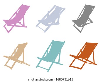 Set of silhouettes of multi-colored deck chairs