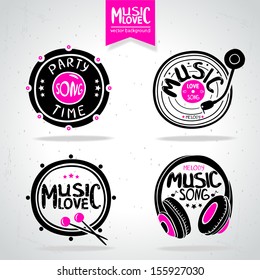 Similar Images, Stock Photos & Vectors of Set of retro Collection of ... Vintage Music Logos