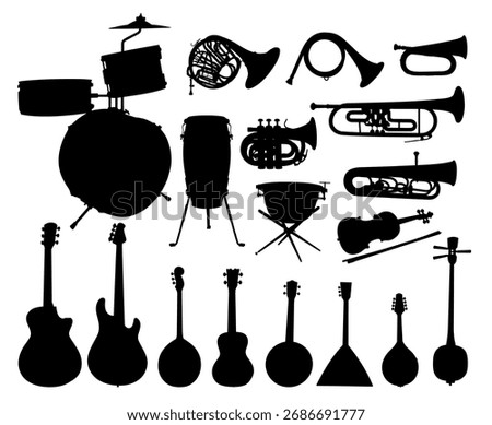 The set silhouettes of musical instruments.
