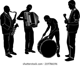 set of silhouettes of musicians