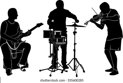 set of silhouettes of musicians