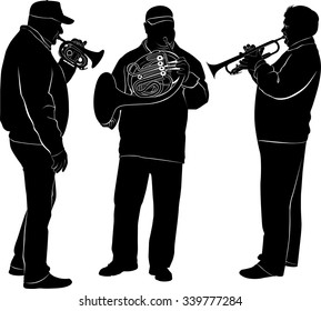 set of silhouettes of musicians