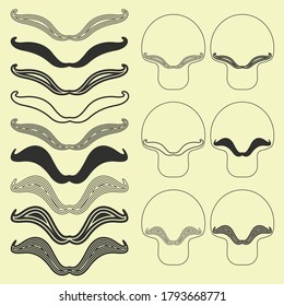 Set of silhouettes of mustaches and skulls. Constructor, options for your design.
