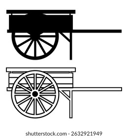Set of Silhouettes of an Old Pioneer Hand Carriage