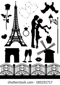 Set of silhouettes on a romantic theme.  