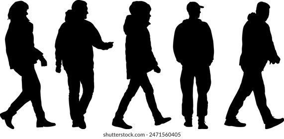Set of silhouettes on a white background of a business people.