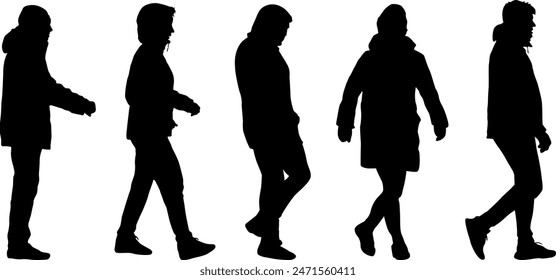 Set of silhouettes on a white background of a business people.