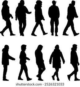 Set of silhouettes on a white background of a business people.