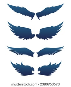 A set of silhouettes of paired wings