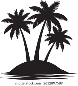 Set silhouettes of palm tree coconut tree. Nature