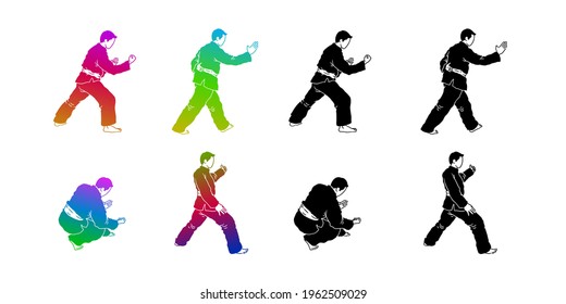 set of silhouettes of pencak silat part 2