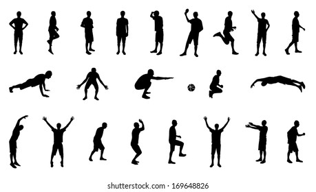 Set of Silhouettes of People Involved in Sports. Vector Illustration.
