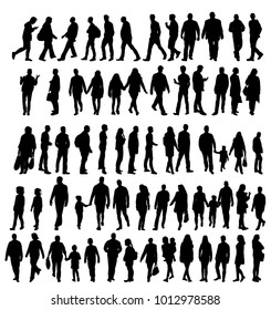 Set of silhouettes people, isolated