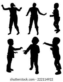 Set Children Silhouettes Different Poses Vector Stock Vector (Royalty ...