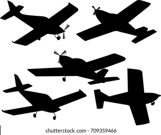 set of silhouettes of plane
