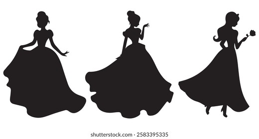 Set of silhouettes of princess