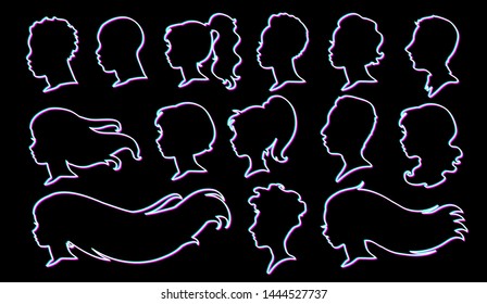 Set of silhouettes profile, vector.
