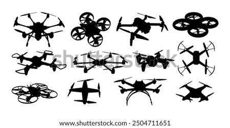 The set of silhouettes of quadrocopters.
