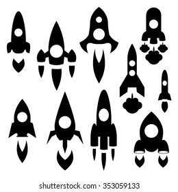 A set of silhouettes of rockets for your design.