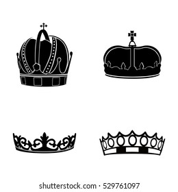 Set of silhouettes of royal crowns, Vector illustration