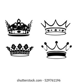 Set of silhouettes of royal crowns, Vector illustration