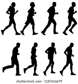 Set Silhouettes Runners On Sprint Man Stock Vector (Royalty Free ...