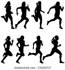 woman running scared silhouette