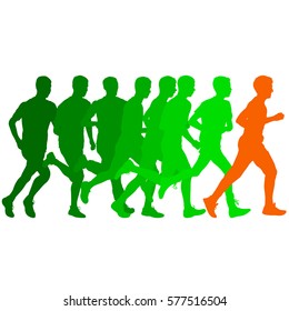 Set of silhouettes Runners on sprint men vector illustration.