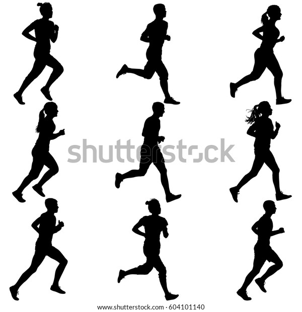 Set Silhouettes Runners On Sprint Men Stock Vector (Royalty Free ...