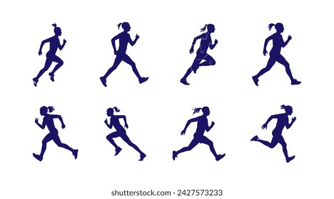 set of silhouettes of running athletes