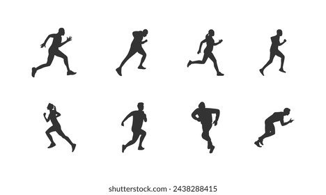 set of silhouettes of running athletes