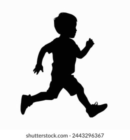 Conjunto de siluetas de un niño corriendo	
