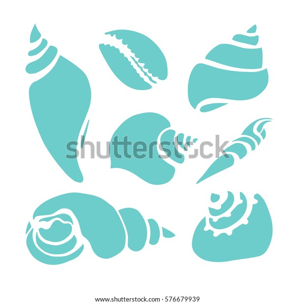 Set Silhouettes Sea Shells On White Stock Vector (Royalty Free) 576679939