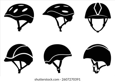 set of Silhouettes of Skateboard Helmet