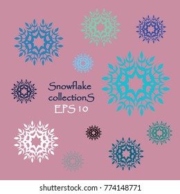 Set of silhouettes Snowflakes.