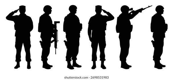 Set of silhouettes soldiers vector illustration