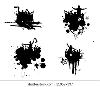 Set of silhouettes for sports championships and concerts