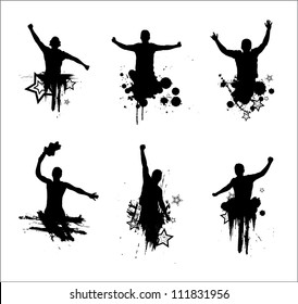 Set of silhouettes for sports championships and concerts