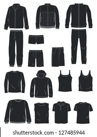 A set of silhouettes of sports menswear