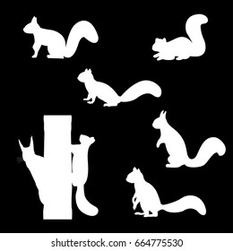 Set of silhouettes of squirrels.
