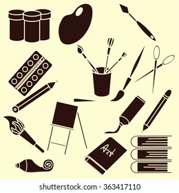 A set of silhouettes of subjects to paint.