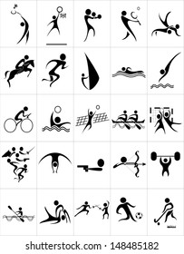 Set of silhouettes of summer sport