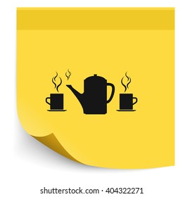 Set of silhouettes teapot and cups. Flat illustration.