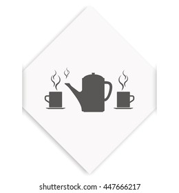 Set of silhouettes teapot and cups. Flat illustration.
