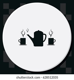 Set of silhouettes teapot and cups. Flat illustration.