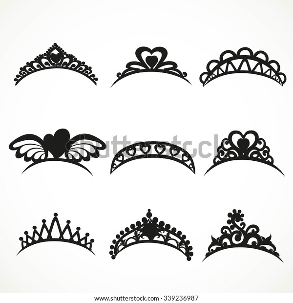 Set Silhouettes Tiaras Various Shapes Isolated Stock Vector (Royalty ...