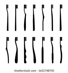 Set of silhouettes of toothbrushes, vector illustration