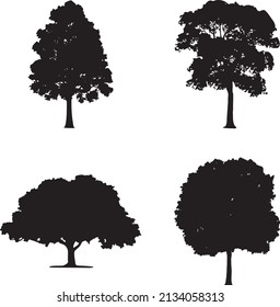 Set of silhouettes of trees.