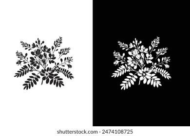 set of silhouettes of trees
