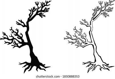 Set of silhouettes of trees, forest , park
